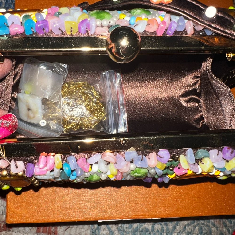 Luxury small beaded satchel/clutch purse NWOT - Picture 6 of 16